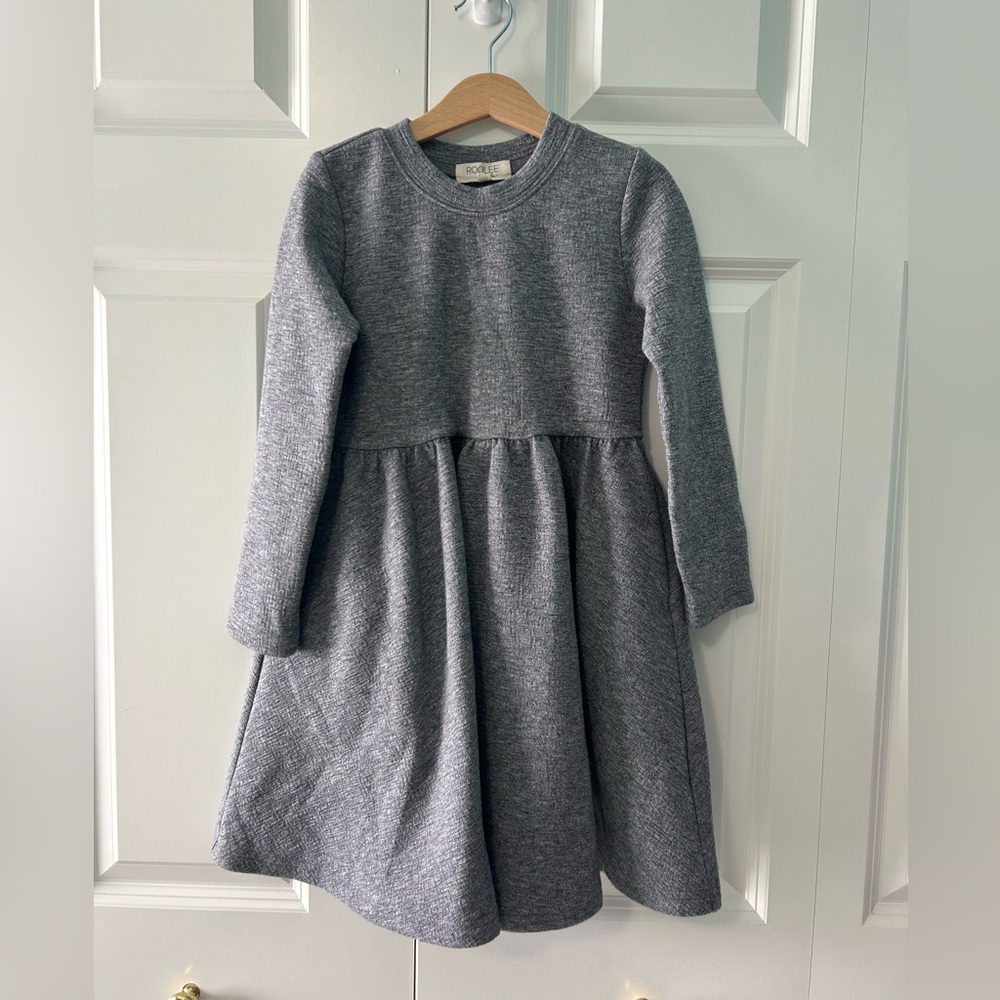 Roolee girls grey long sleeve dress size 5/6